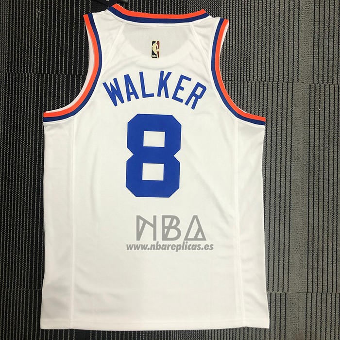 Camiseta New York Knicks Kemba Walker NO 8 75th Anniversary Blanco